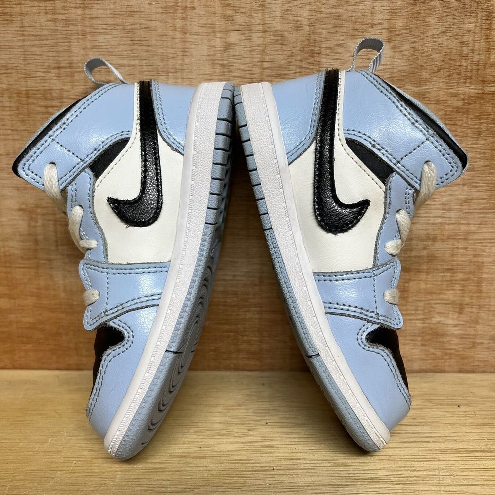 Toddler Nike Air Jordan 1 Mid Athletic Shoes ‘Ice Blue’ 644507-401 Size 9C - Picture 6 of 10